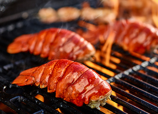 lobsters on a hot grill