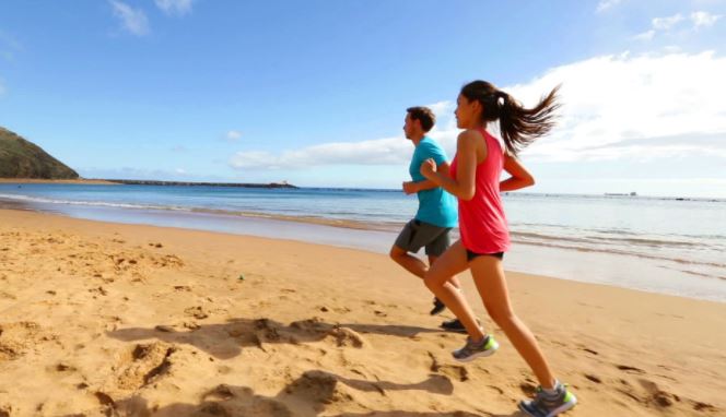 running on beach